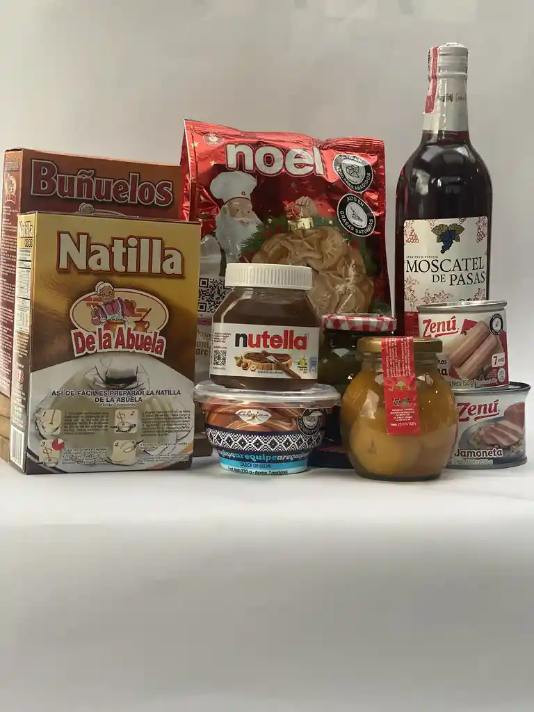 Ancheta Navidad Completa Con Vino Moscatel Y Galletas Noel Nochebuena