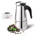 Cafetera Espresso Maker 9 Tazas Manual Plateada Italiana