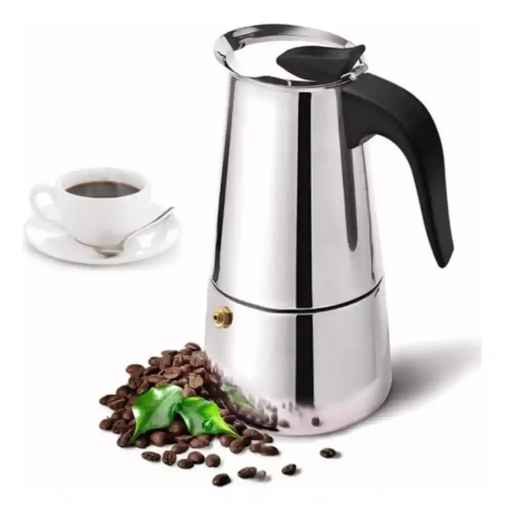Cafetera Espresso Maker 9 Tazas Manual Plateada Italiana