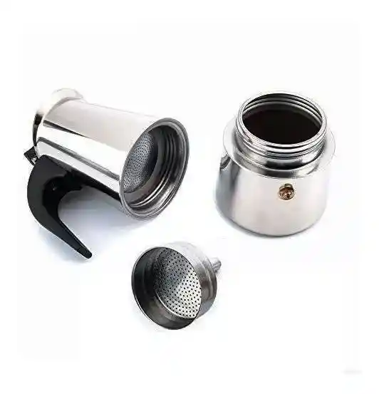 Cafetera Espresso Maker 9 Tazas Manual Plateada Italiana