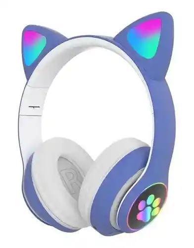 Auriculares Orejas De Gatito Bluetooth Luz Led Rgb