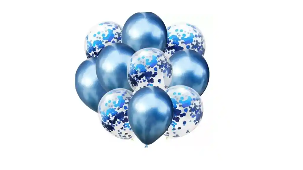 Kit Globos Cromado Reflex 5 R12 Globos Con Confeti R 12 Azul