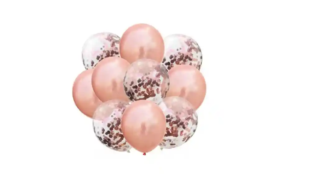 Kit Globos Cromado Reflex 5 R12 Globos Con Confeti R 12 Rose