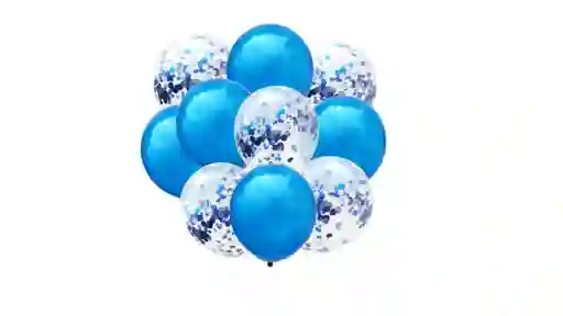 Kit Globos Cromado Reflex 5 R12 Globos Con Confeti R 12 Azul Y Plata