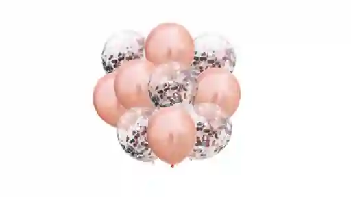 Kit Globos Cromado Reflex 5 R12 Globos Con Confeti R 12 Oro Rosa Y Plateado