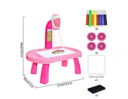 Tablero Mesa De Dibujo Para Niños Proyector +12 Lapiz Color ( Niña) Aleatorio