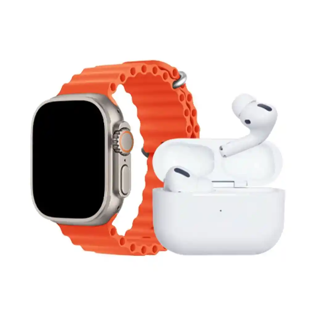 Combo De Smartwatch + Airpods + Forro Y 7 Correas I20u 10en1