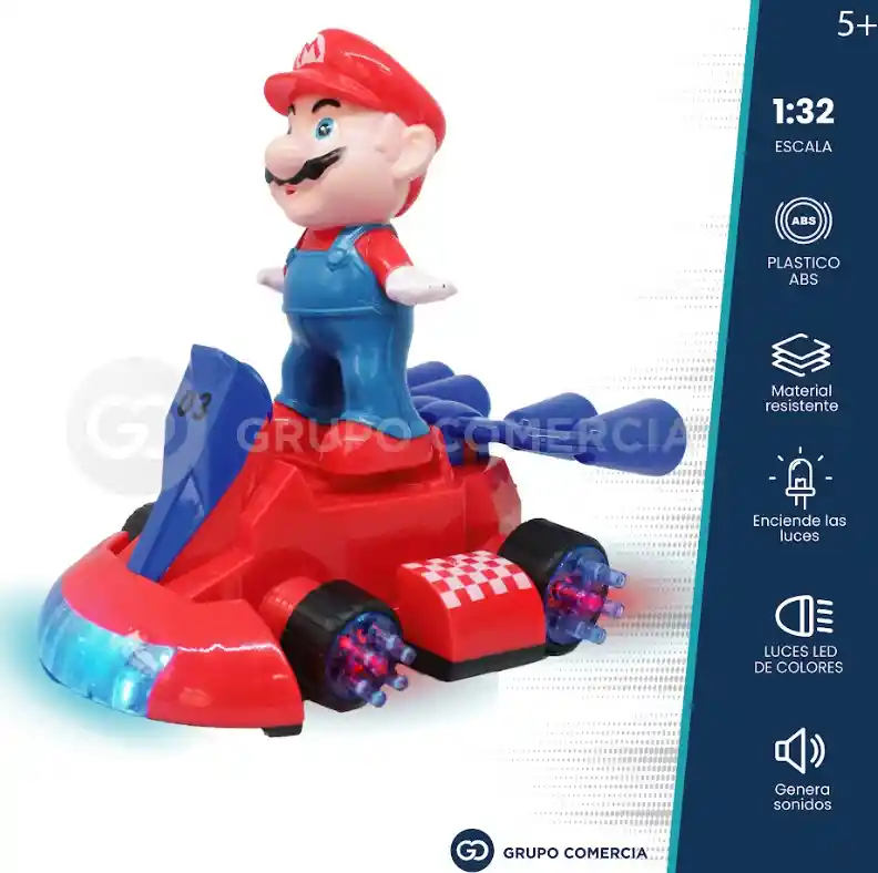 Super Hero Mario Kart Luz Led Y Sonido Juguete Para Niños