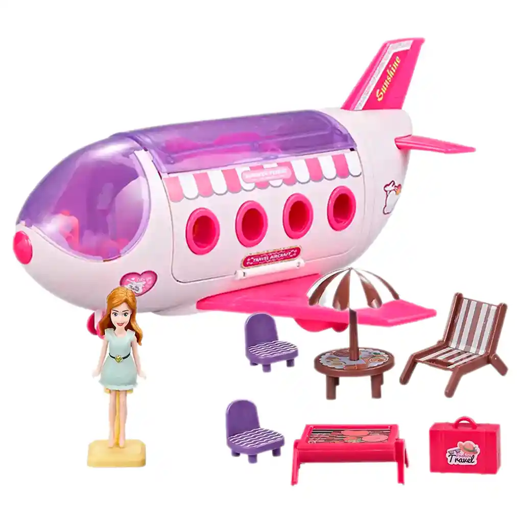 Avión Jet Pasajeros Fashion Muñecas Accesorios Juguete Niñas Grande