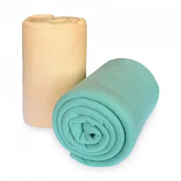 Set Mantas X 2 Fleece Durazno-verde 110x150cm