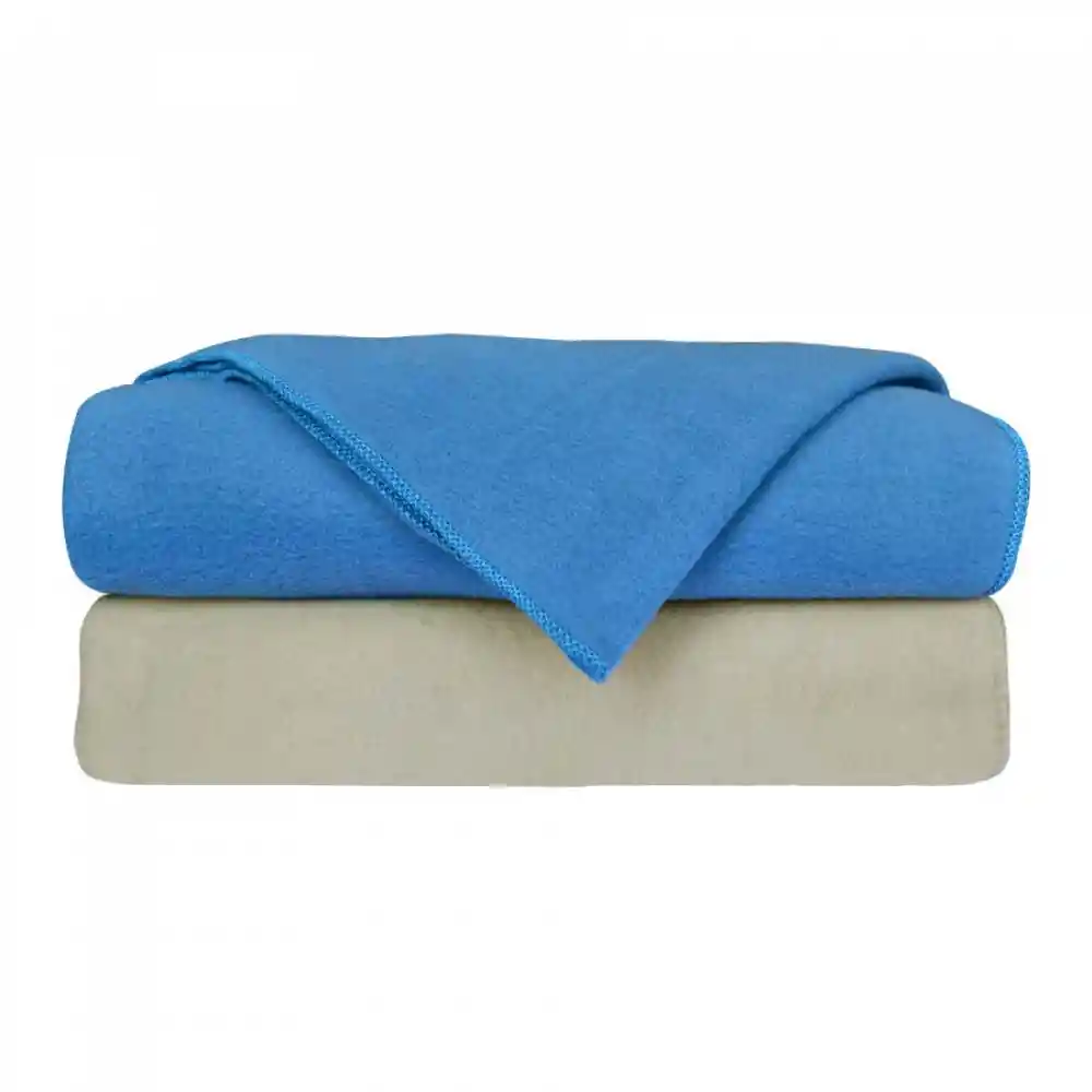 Set Mantas X 2 Fleece Azul_taupe 110x150cm