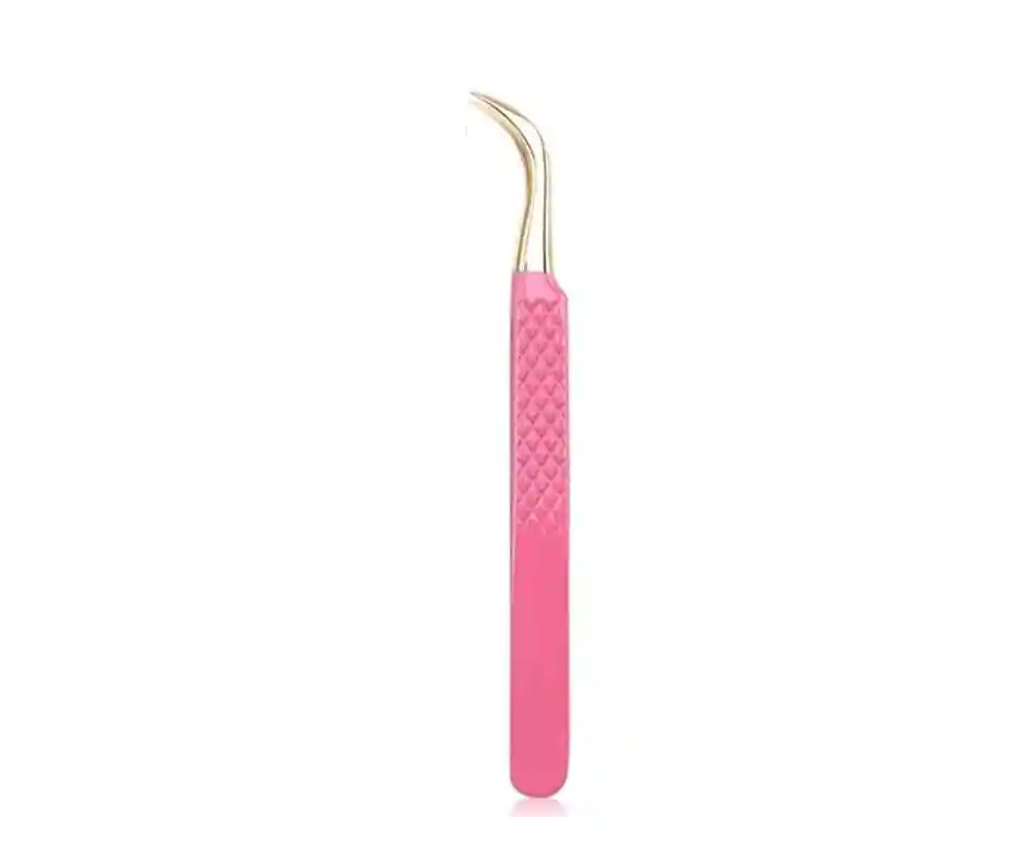 Pinza Curva Rosa+dorado Relieve