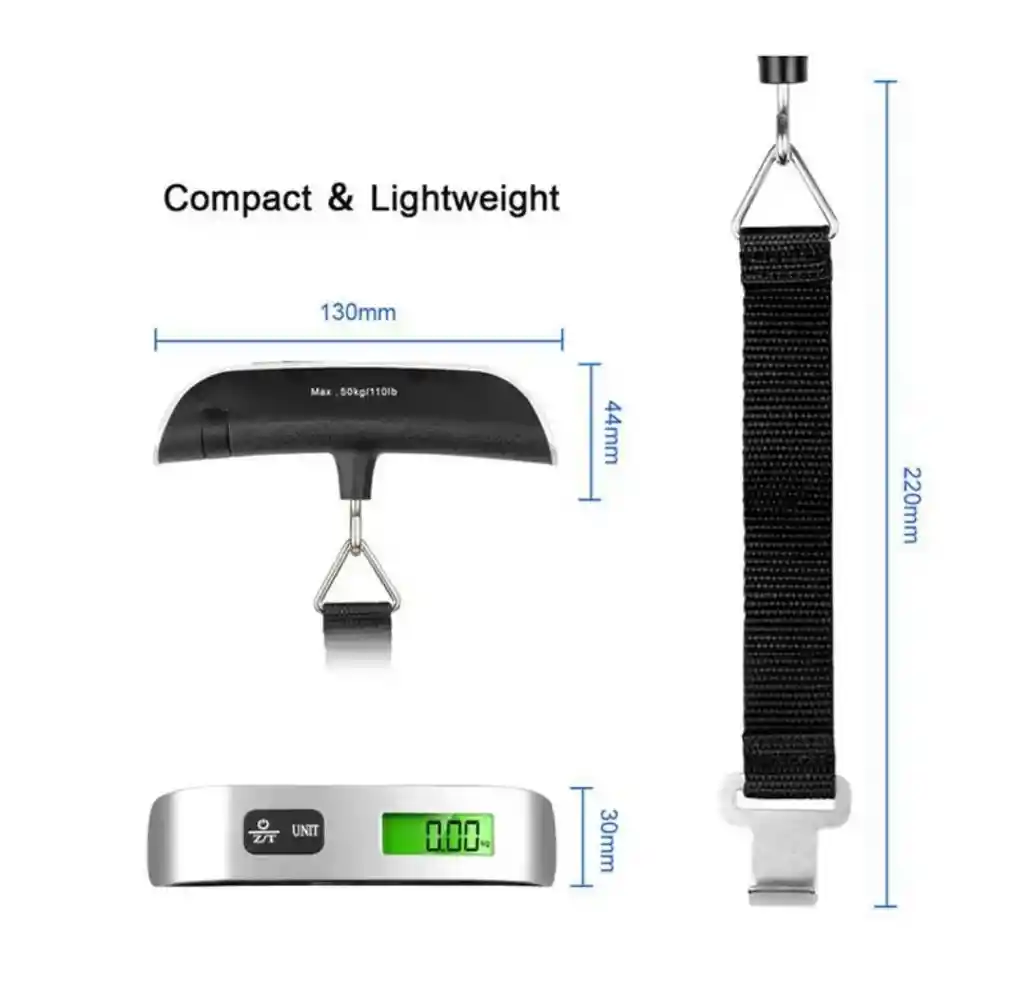 Bascula De Equipaje Electrónica Portable Pantalla Lcd 50 Kg							