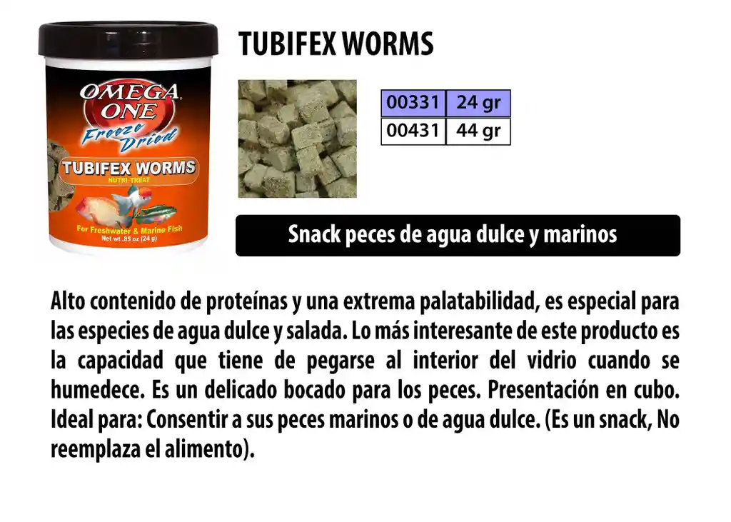 Tubifex Worms Freeze Dried 24g Omega One
