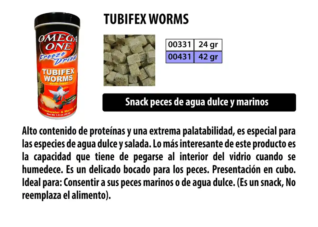 Tubifex Worms Freeze Dried 42g Omega One