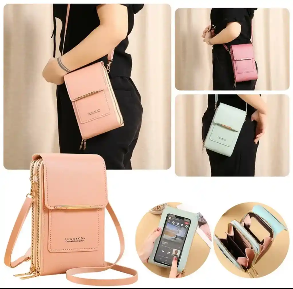 Bolso Billetera Porta Celular Visor Pantalla Tactil									