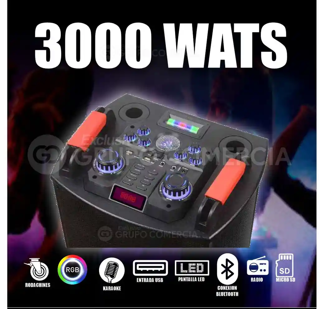 Parlante Profesional Potente Karaoke 2 Micrófono 3000w Mega Bass