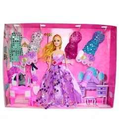 Muñeca Princesa Tipo Barbie Accesorios Belleza Vestidos Tocador Secador