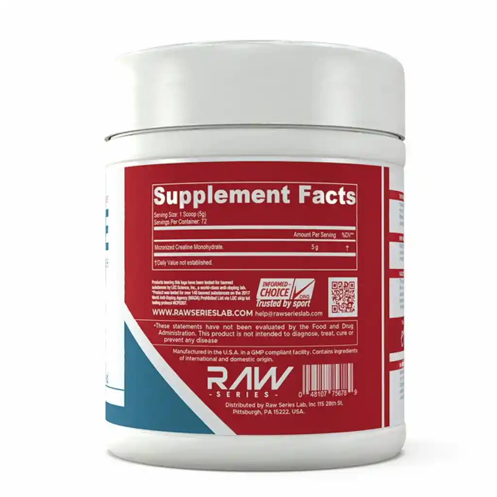 Creatine Monohidratada Raw Series 72 Servicios