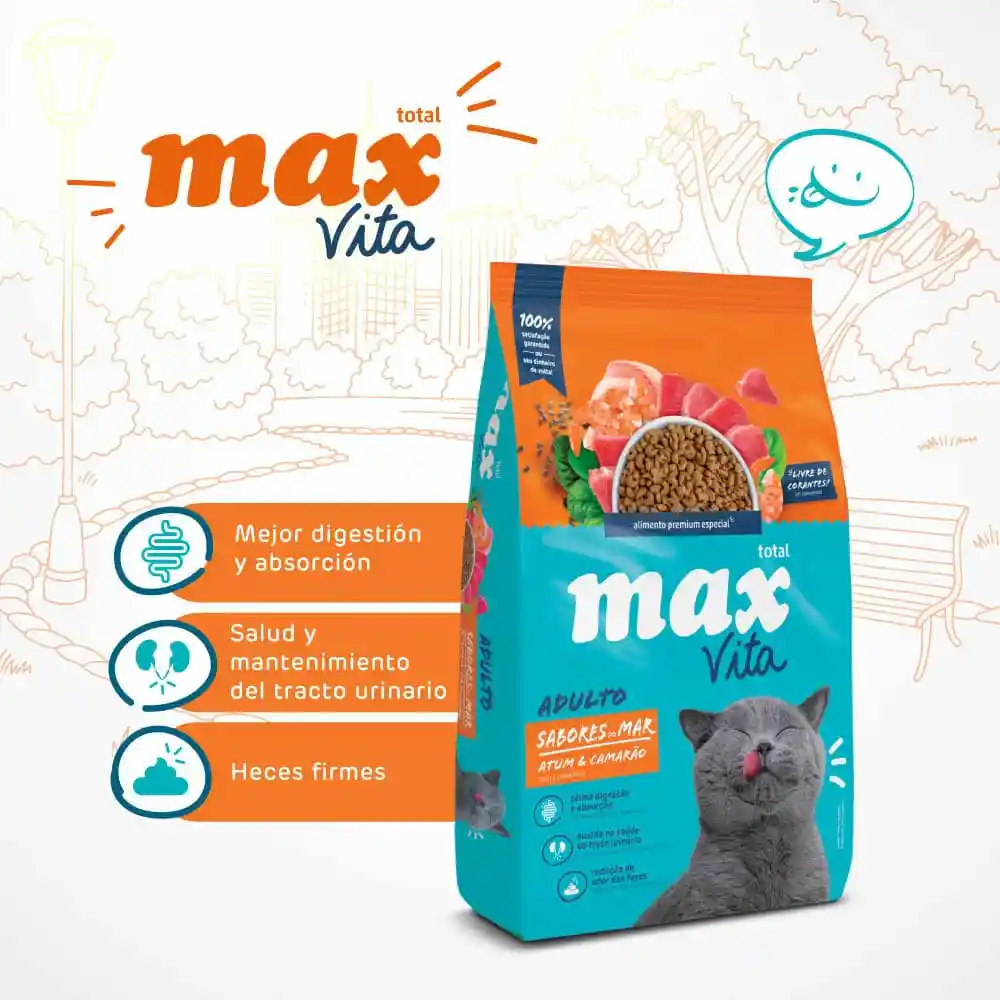 Max Alimento Para Gato Sabores De Mar Atun Y Camaron Max Gatos 1kg