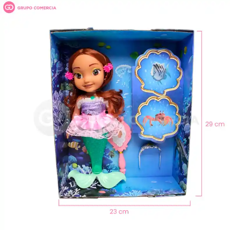 Muñeca Princesa Sirena Con Accesorios Luz Led Y Sonido