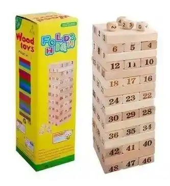 Juego De Mesa Jenga De Madera Grande Mas Dados