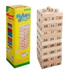 Juego De Mesa Jenga De Madera Grande Mas Dados