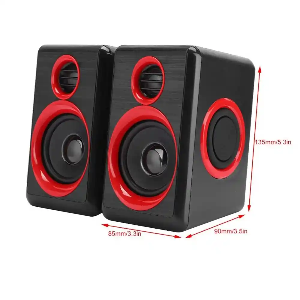 Parlantes Para Pc Super Bass Plug 3.5mm / Usb Alimentacion | Rojo