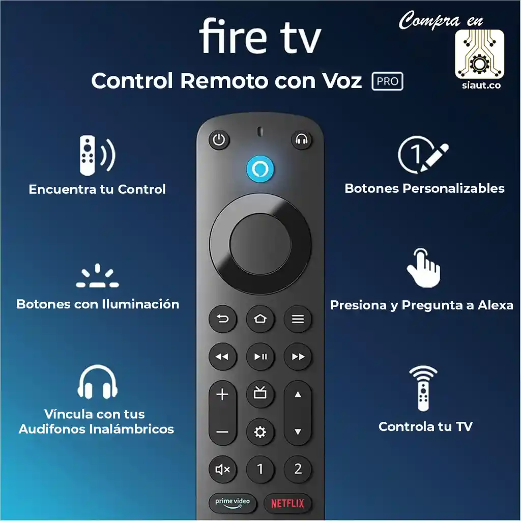 Amazon Alexa Fire Tv Remote Pro Negro