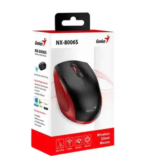 Genius Nx-8006s Mouse Inalámbrico Silencioso Rojo + Negro