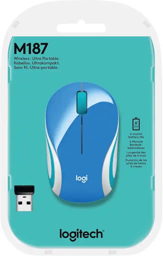 Logitech M187 Mini Mouse Inalámbrico Diseño Colorido Verde Menta