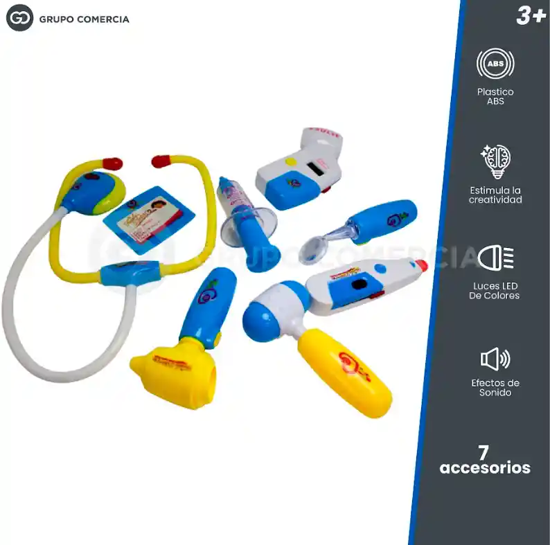 Juego Para Niños Set Doctor 7 Accesorios Luz Led Y Sonido