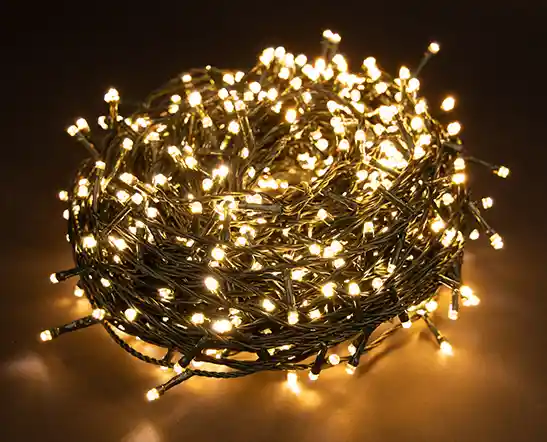 Luces De Navidad Luz Calida Amarilla 300 Aprox Bombillos Lineal Cable Verde Decoracion Y Adorno