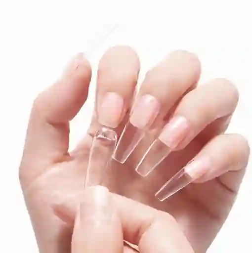 Uñas Cuadradas Postizas Transparentes Blancas X20 - Adoro