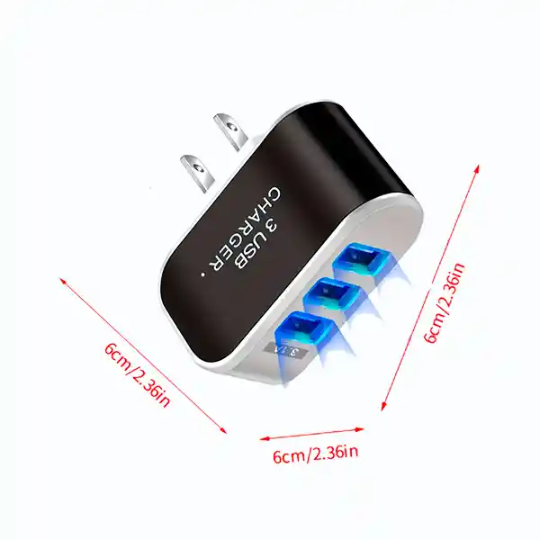 Cargador 3 En 1 Usb 3.1a Luz Led 1000 Mah Carga Univresal Iphone Android Apple Samsung Pared