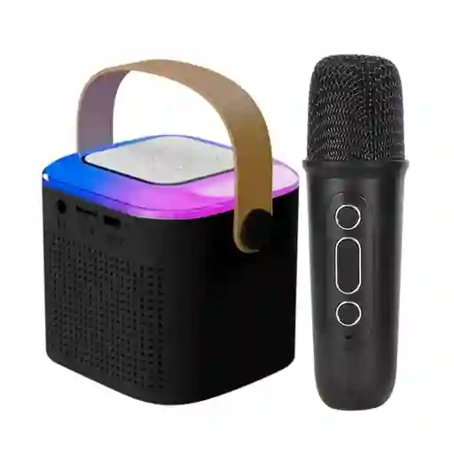 Kit Parlante Y Micrófono Karaoke Niños Bluetooth Luces Rgb