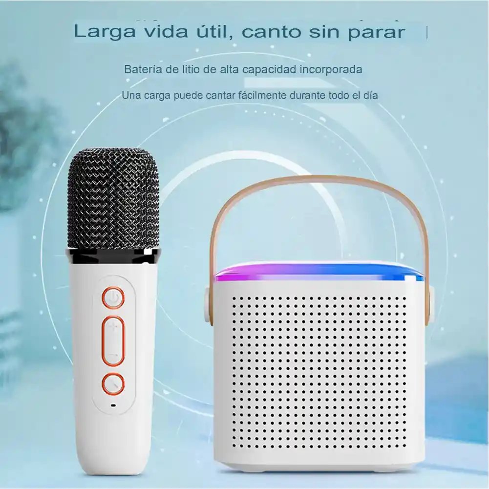 Kit Parlante Y Micrófono Karaoke Niños Bluetooth Luces Rgb