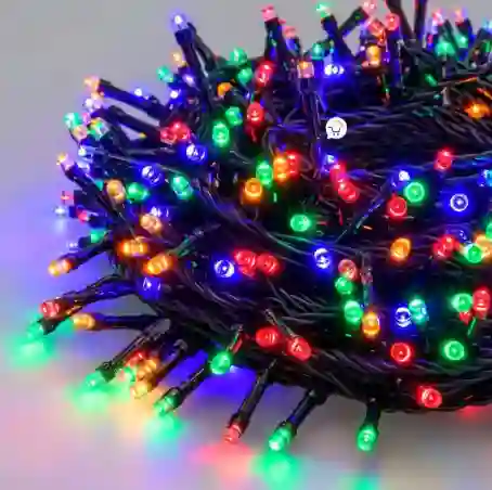 Luces De Navidad Luz Led Multicolor 100 Bombillos Lineal Cable Verde Decoración Adornos Navideños