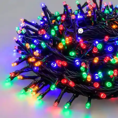 Luces De Navidad Luz Led Multicolor 100 Bombillos Lineal Cable Verde Decoración Adornos Navideños