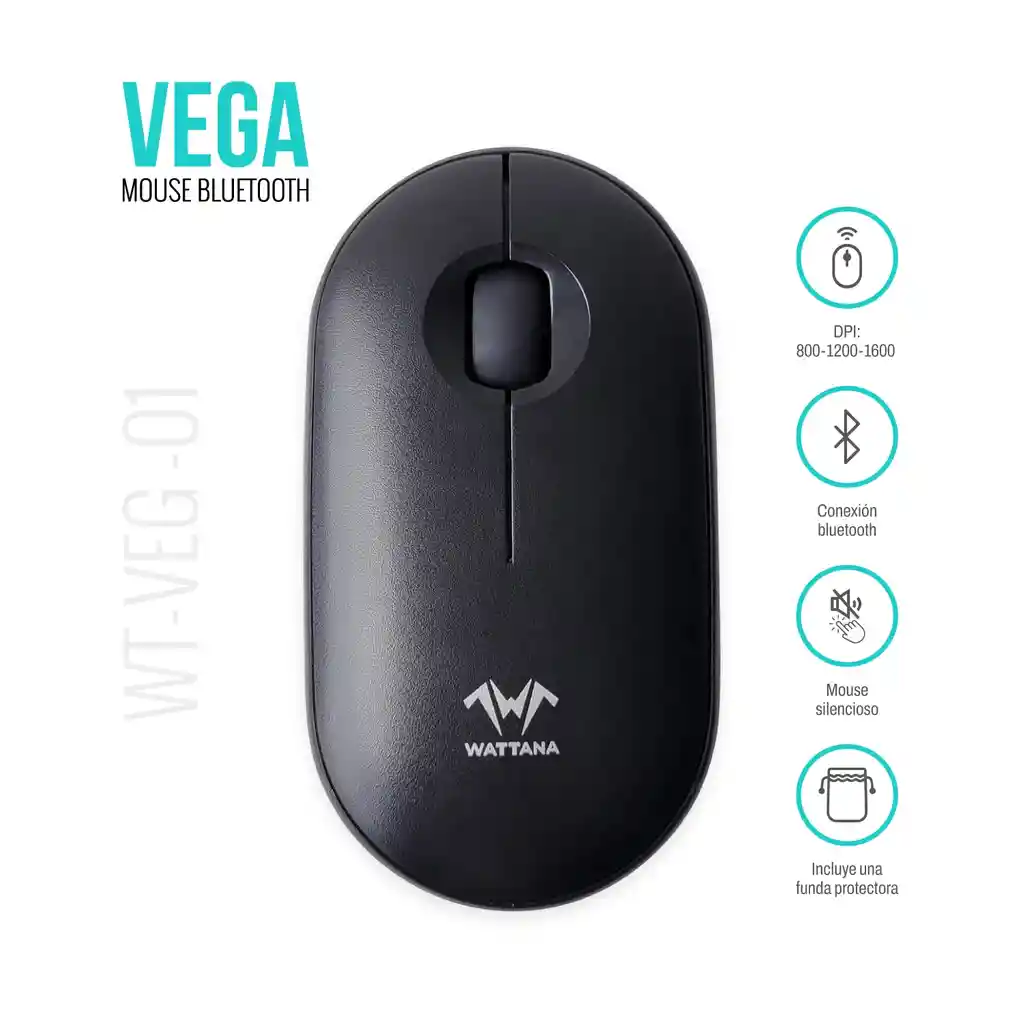 Wattana Mouse Bluetooth Wt-veg-01 Vega Negro