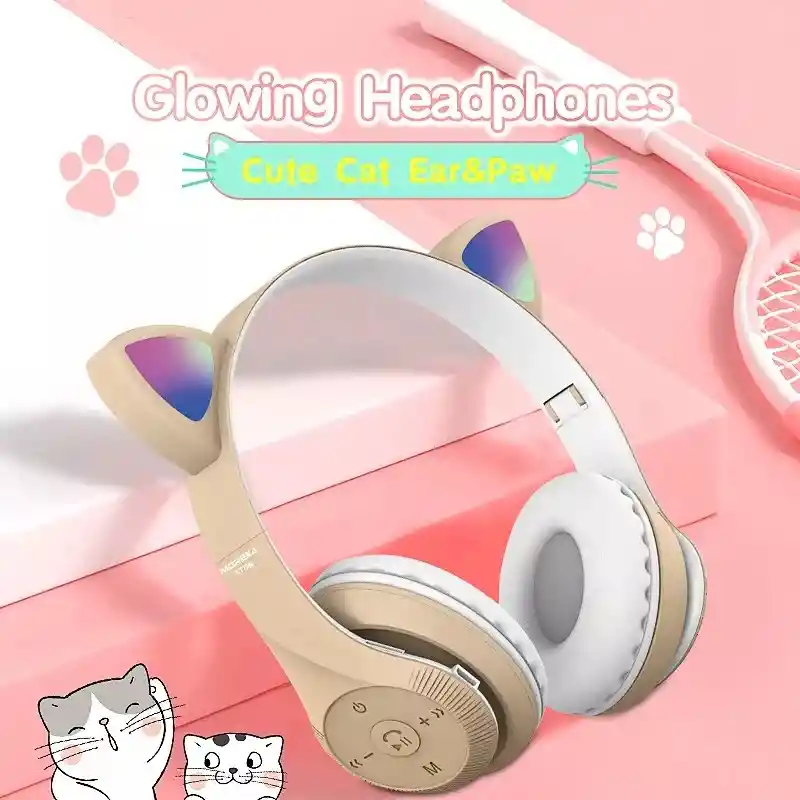 Audifonos Orejas De Gato Bluetooth 5.3 Led Diadema