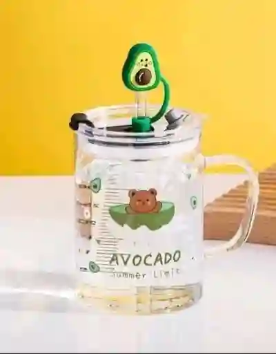 Mug Vasopitillo En Vidrio De Osito Entre Aguacate
