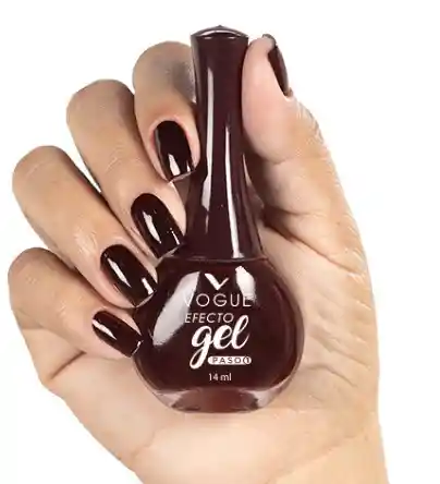 Esmalte Vogue En Gel Larga Duracion Color Cafe Oscuro