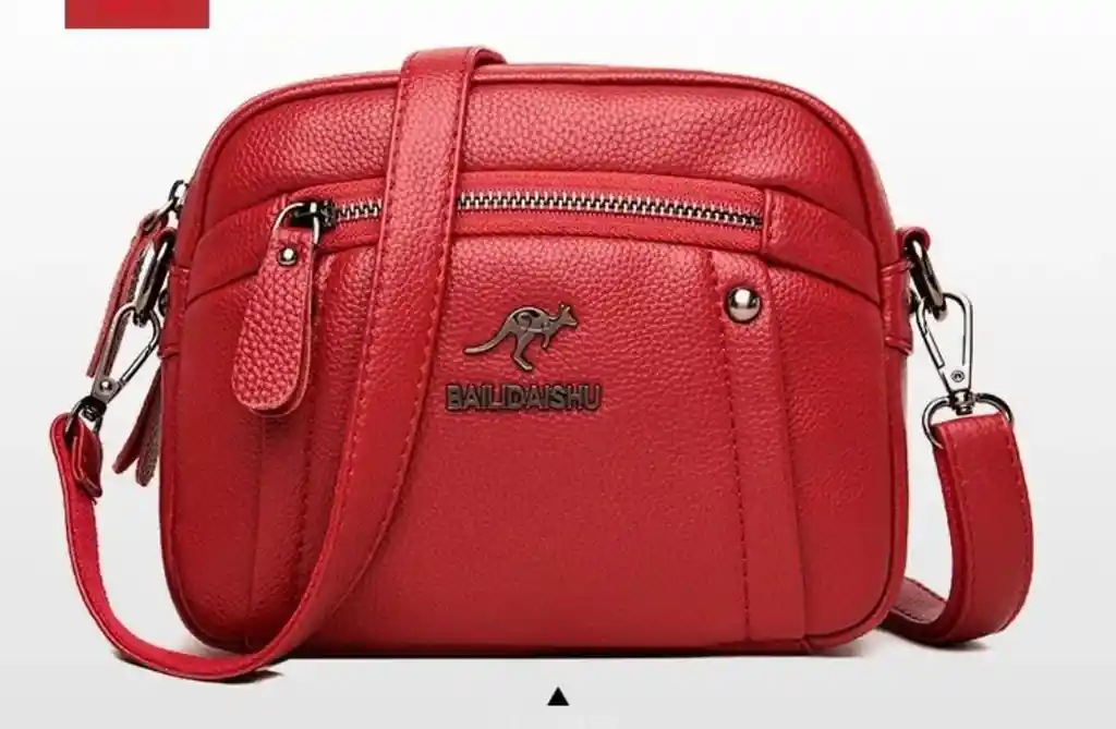 Bolso Rojo Con Dos Compartimientos Y Correa Ajustable