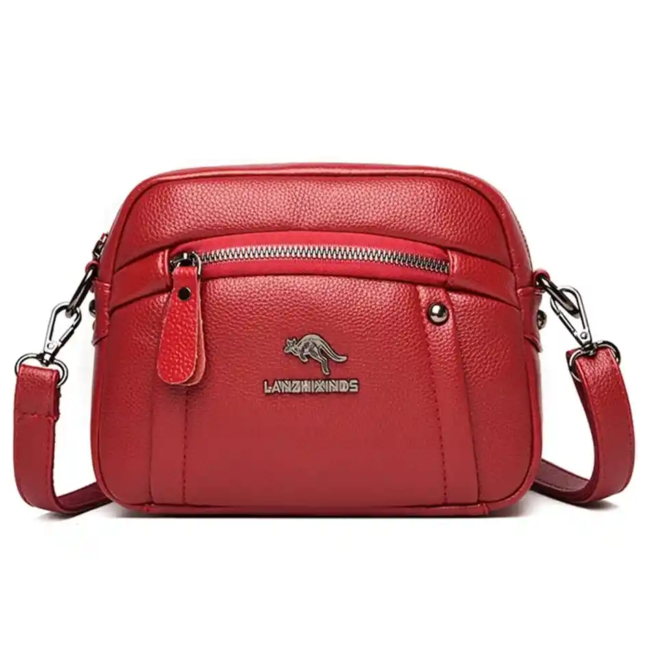 Bolso Rojo Con Dos Compartimientos Y Correa Ajustable