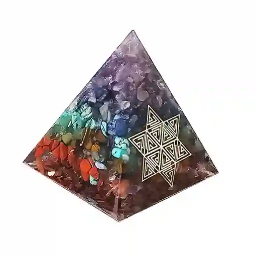 Pirámide 7 Chakras Metatron Angel Piedra Natural Orgonita