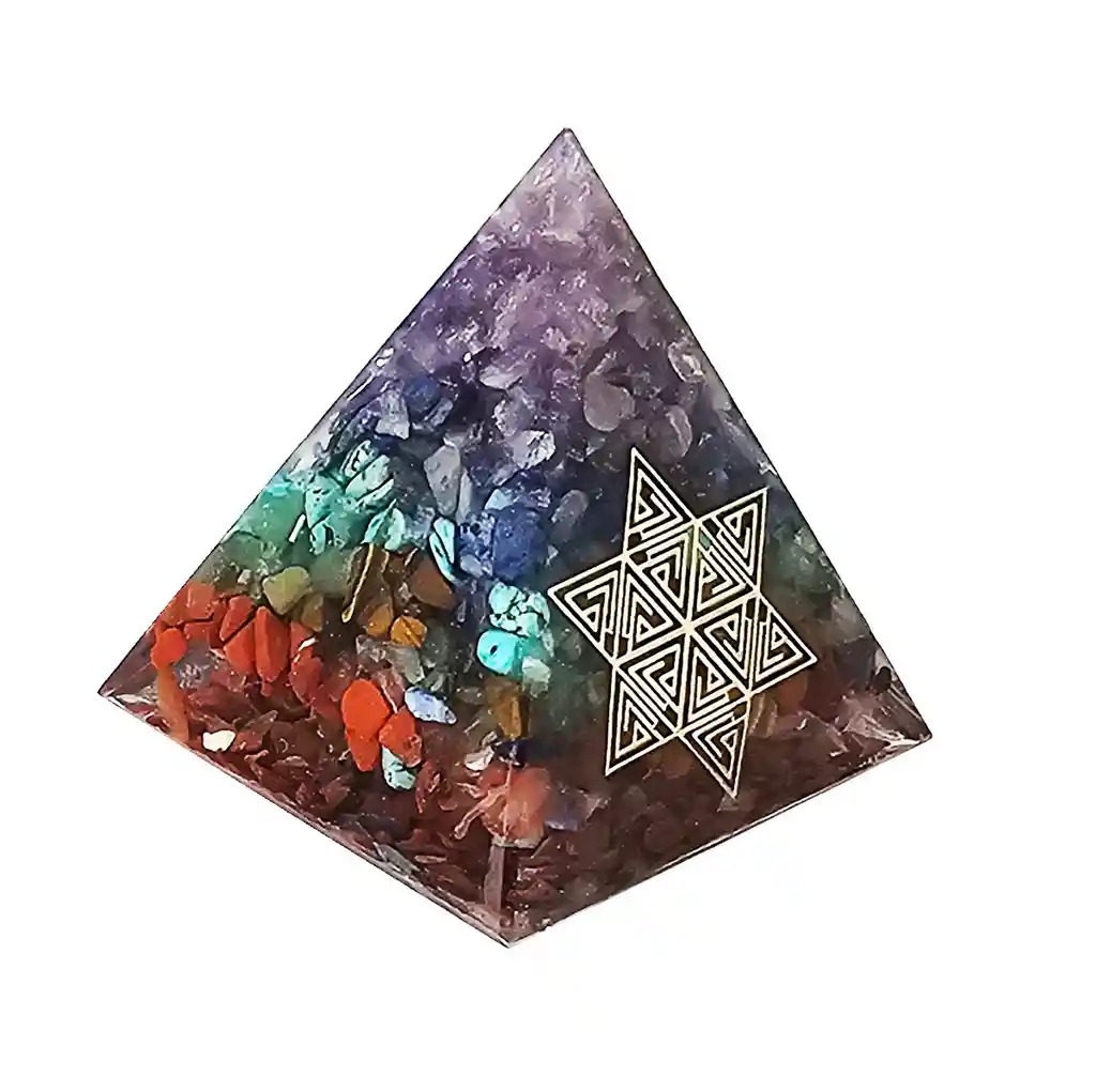 Pirámide 7 Chakras Metatron Angel Piedra Natural Orgonita