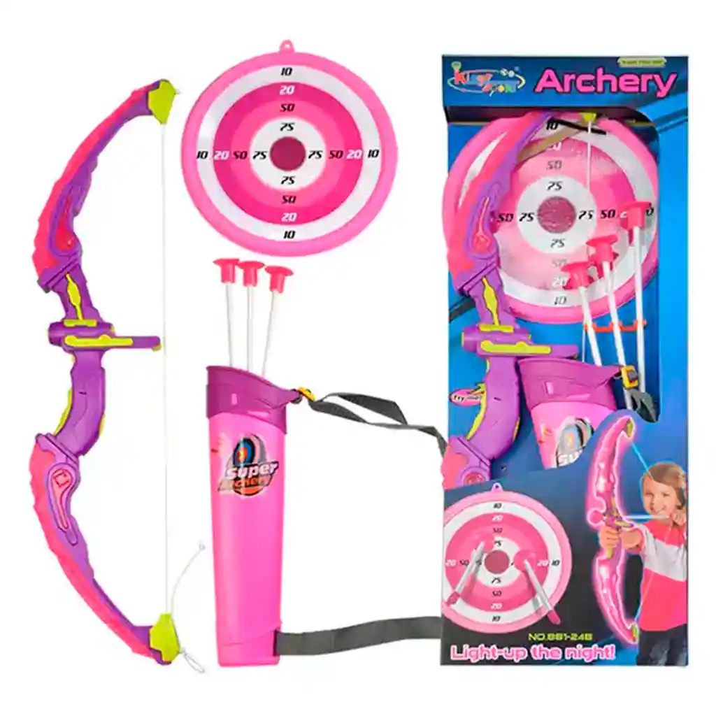 Kit Arco Flechas + Aljaba Estuche Juguete Tiro Al Blanco Niña