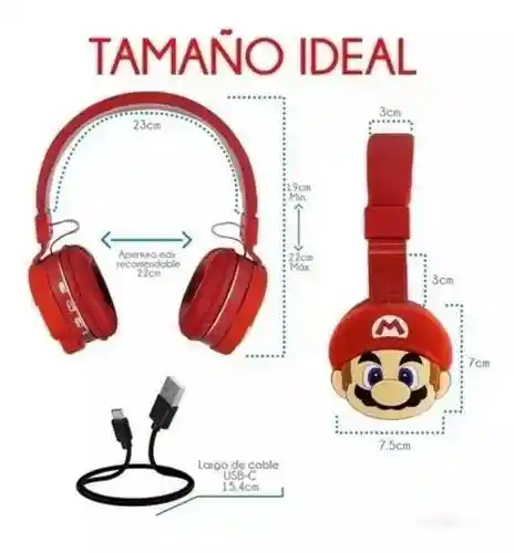 Diadema Inalámbrica Super Mario Bros /audífonos Bluetooth Super Mario Bros