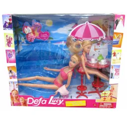 Juguete Muñeca Tipo Barbie Defa Lucy Mama E Hija Piscina Ref8255